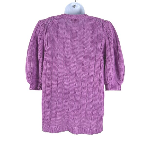 J. Crew Puff Sleeve Linen Sweater Womens Medium Purple Ribbed NWT FS-1369 - Picture 5 of 10